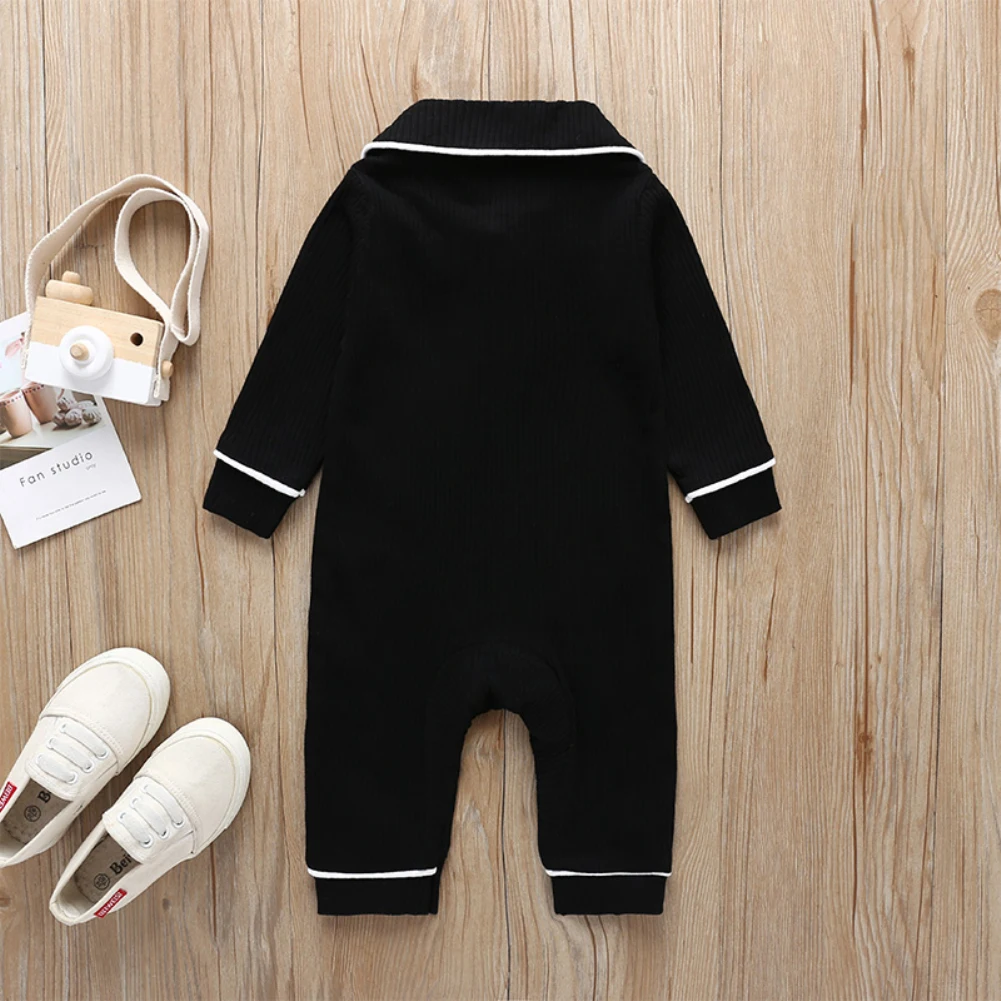 Toddler Romper Baby Girl Clothes Knitted Long Sleeve Bow doll collar Romper Jumpsuit Overall Outfit