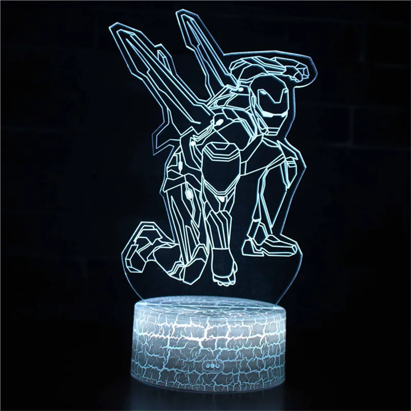 Figura do Homem de Ferro da Marvel Noturna dos Vingadores Homem de Ferro Lâmpada de Mesa Presentes para Crianças 3d de Led Armadura Acrílica Luz 3d 9 Cheap Luzes noturnas