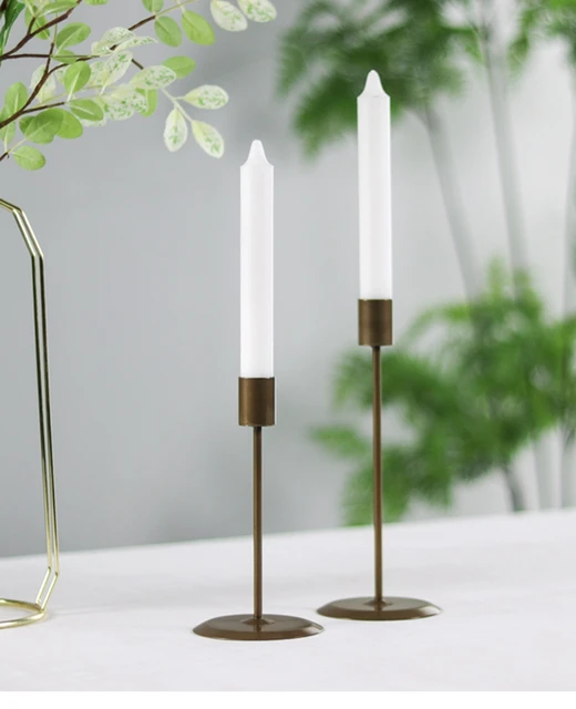 2 Pieces Candle Holder New Fashion Solid Color Metal Candlestick Desktop Decor For Home Office Black/Golden 2