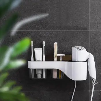 

Hair Dryer Rack Comb Holder Bathroom Storage Organizer Self-adhesive Wall Mounted Stand With Organizer Storage Rack for Bathroom