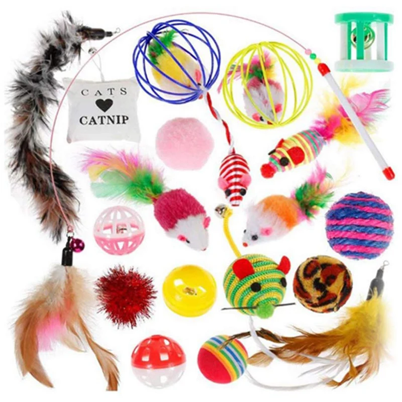 

TOP!-Kitten Toys Variety Pack, Cute Kitty Toys For Cats 20 Pieces - Cat Toys Set Including Cat Fishing Pole, Best Cat Toys For E