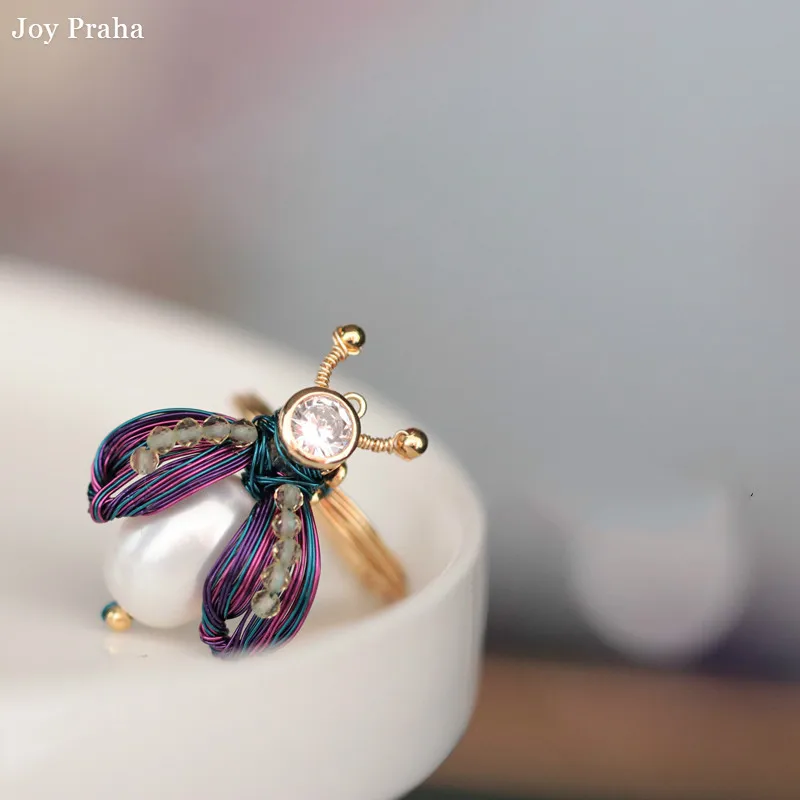 

Natural freshwater pearl bee ring / Exaggerated fashion personality / wholesale dropshipping