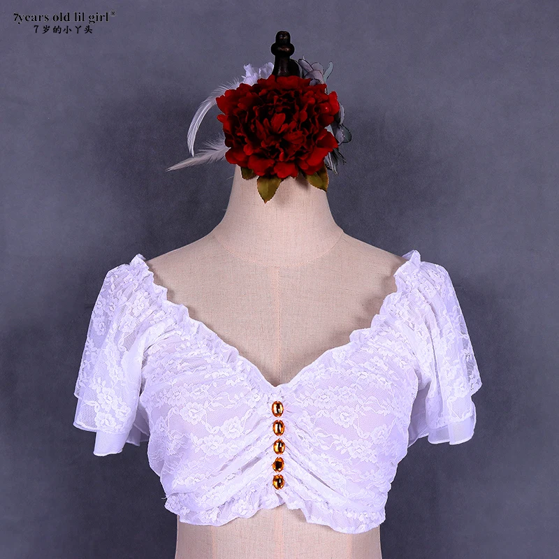 20214Tribal Belly Dance Vintage Crop lace Bolero Top Short Sleeves Women Sexy Female Clothes9DZ35
