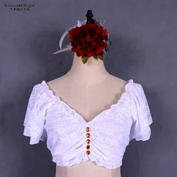 20214Tribal Belly Dance Vintage Crop lace Bolero Top Short Sleeves Women Sexy Female Clothes9DZ35