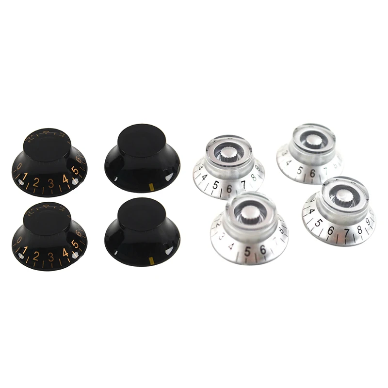 

8 Pcs Electric Guitar Knobs Electric Guitar : 4 Pcs Silver Top Hat for Gibson SG Style with 4 Pcs Black Hat Golden Font for LP S