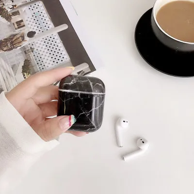 GOOJODOQ для AirPods чехол Airpod Funda чехол поддержка беспроводных наушников Чехол Мягкий силиконовый чехол для Air pod 1 2 - Цвет: Black crack