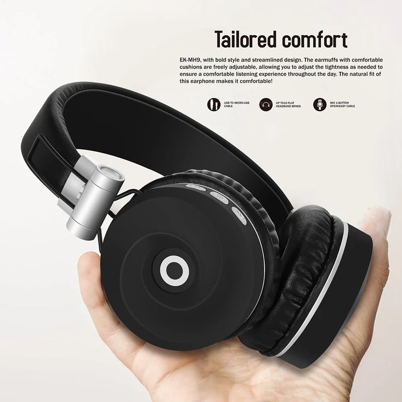 EK MH9 Wireless Headphones Bluetooth 5 0 Headset Foldable Stereo Gaming Headphones for iPad Mobile Phone D35