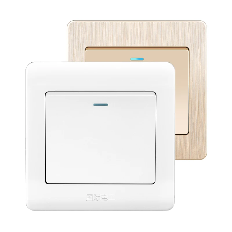 

Classic 86 Type Wall Light Switch, 1 Gang 1/2 Way 10A 250V Flame Retardant PC Panel White/Gold Recessed Wall Rocker Switch