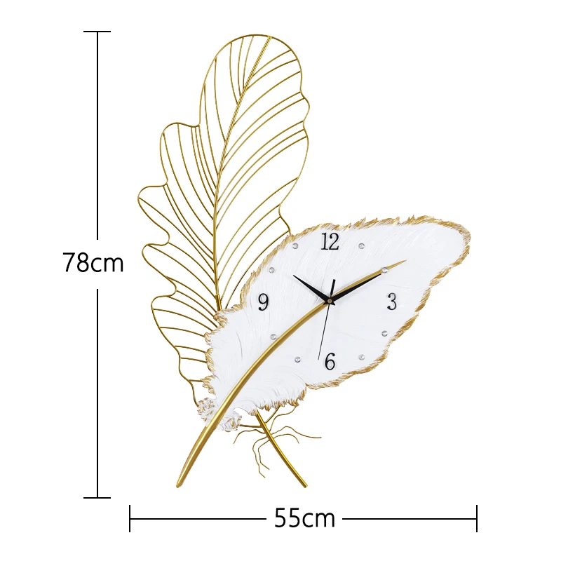 feather metal resin clock porch simple TV wall wall clock A-1  