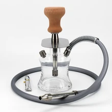 Небольшой дорожный стеклянный кальян с керамической чашей для кальяна, металлические угольные щипцы