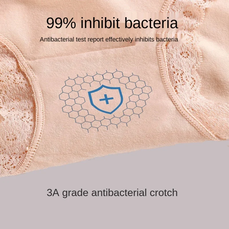 4PCS Tummy Tuck underwear women's cotton antibacterial breathable high waist panties Butt lift lace briefs ladies underwear