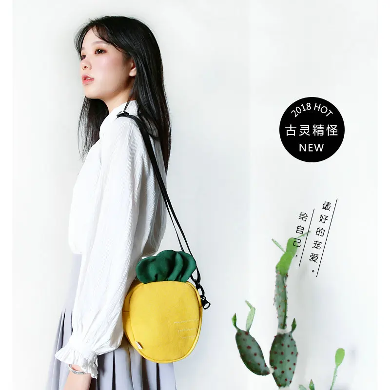 

Sansebuding Japanese-style GIRL'S Bag Soft Girl Carrot Shoulder Bag Mini Cute Canvas Change Mobile Phone Bag