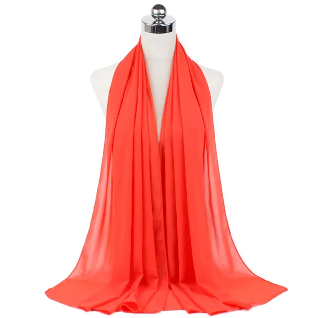 High Quality Good Stitching Stitch Plain Premium Heavy Chiffon Hijab Scarf Malaysian Women's Scarves Hijabs Long Shawl Shawls 21