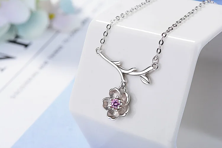 Простые Модные ювелирные изделия серебряный цвет цветок листьев CZ кубический