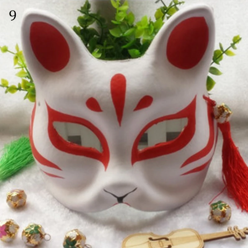 Anime Mask 9 Ручная роспись ПВХ аниме лиса маска для лица на Хэллоуин Косплей стрельба шоу на сцене прямая трансляция украшение дома Половина маска для лица - Цвет: Anime Mask 9