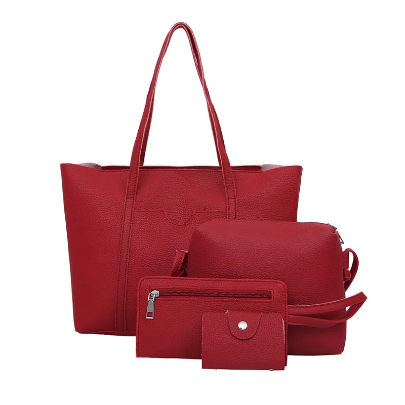 

Different Size Bags Women's 2020 New Style Four-piece Set Korean-style Simple Hand Shoulder Carrying Multi-Purpose Embossed Leat