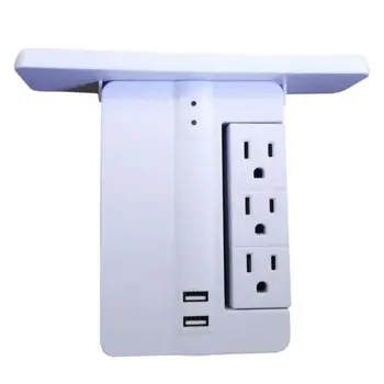 

Durable Universal Wall Electrical Power Socket With Dual USB Charger Port US Plug Electrical Outlet With Storage Bracket Shelf