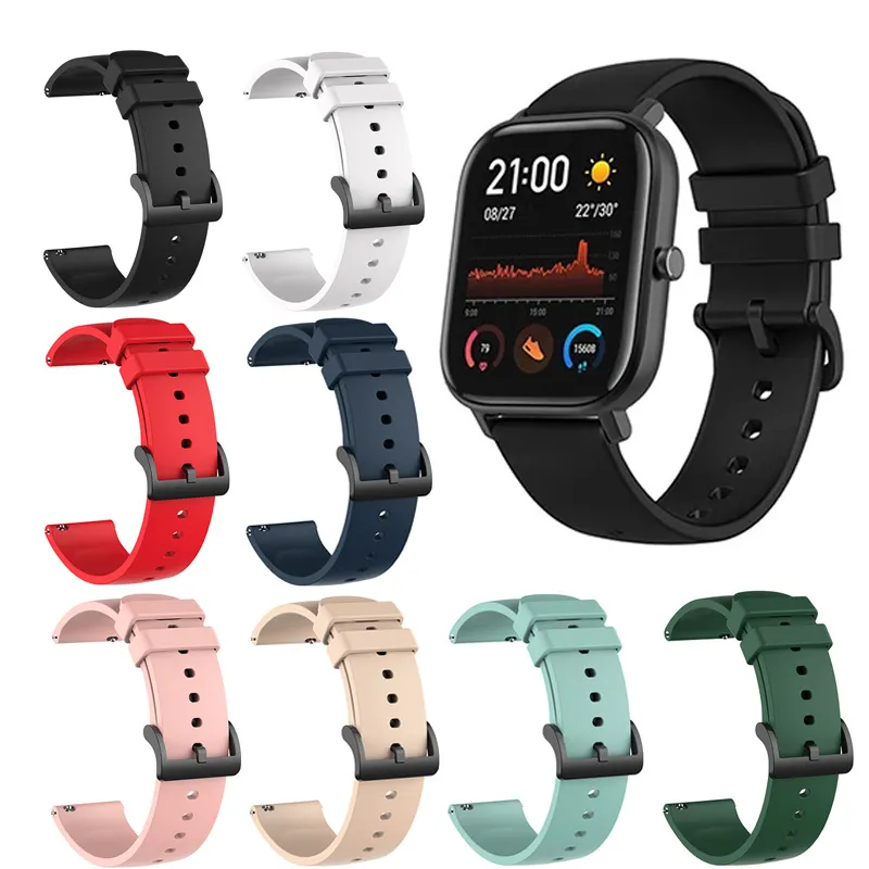 20mm Watch Band For Amazfit Bip S Strap Silicone Wristband Bracelet for Xiaomi Huami Amazfit GTS/Bip Lite/Bip 1S/Bip 2/GTR 42mm