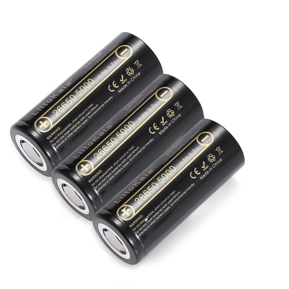 Liitokala-bateria de Lítio para Lanterna Bateria Recarregável Li-ion Banco de Potência Lii50a 26650 5000mah 3.7v 116 Pcs - Image 4