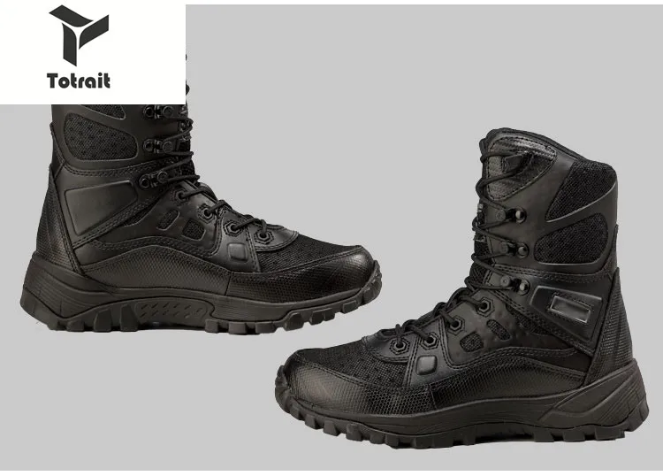 TOtrait Men Military Tactical Boots Outdoor Hiking Desert High-top Military Desert Climbing Sport Waterproof Shoes Ankle Boots