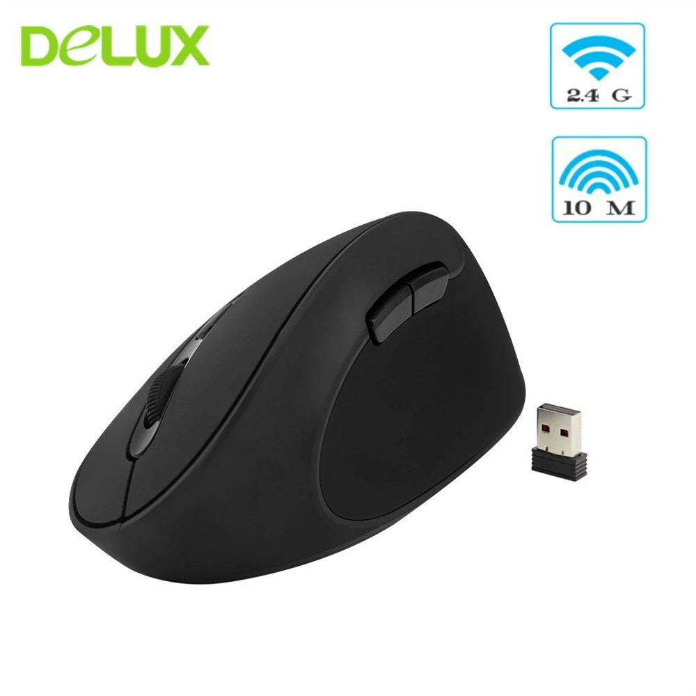 cheap Delux M618SE Wireless Mouse Vertical Ergonomic Mause USB 6D 1600 DPI Computer Gaming Mice With Mause Pad For PC Laptop Desktop