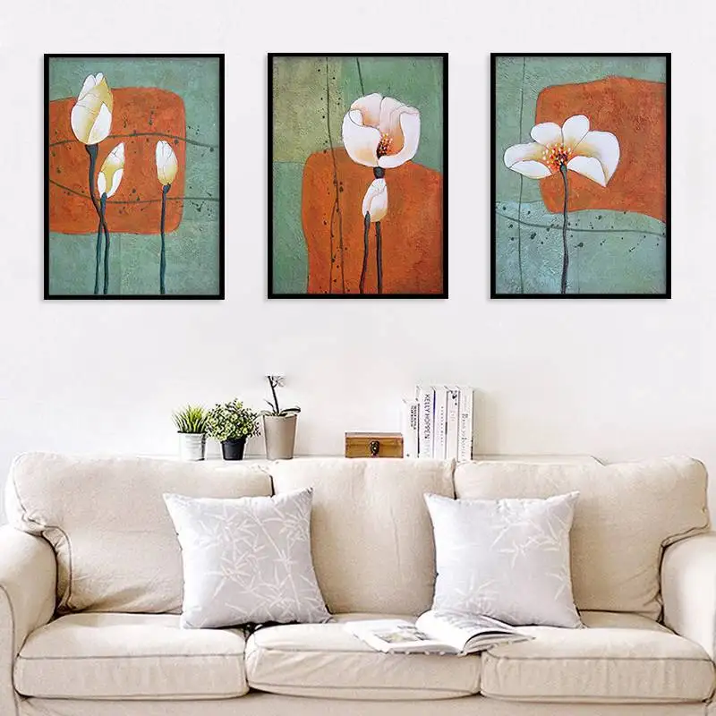 

Vintage Watercolor Oil Painting Lotus Flowers Flower Canvas Family Living Room Bedroom Decoration Hanging wu kuang hua xin