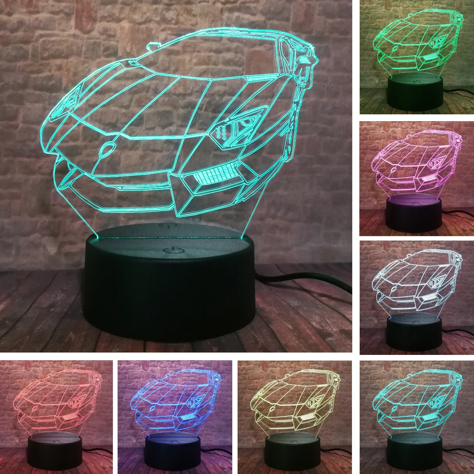 Модный Супер спортивный ночной Светильник Feerrari с гоночным автомобилем 3D