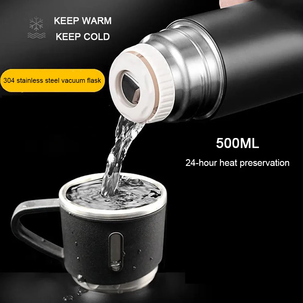 3-Piece Set 304 Stainless Steel Vacuum Flask 500ML Portable