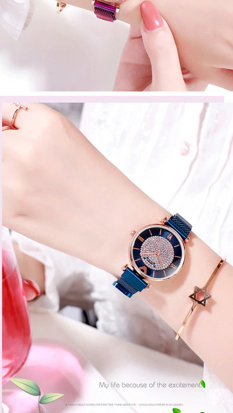 Роскошные часы для женщин Кристалл платье часы модные женские дизайнерские Montre Femme наручные часы магнитная сетка сталь Relogio Часы