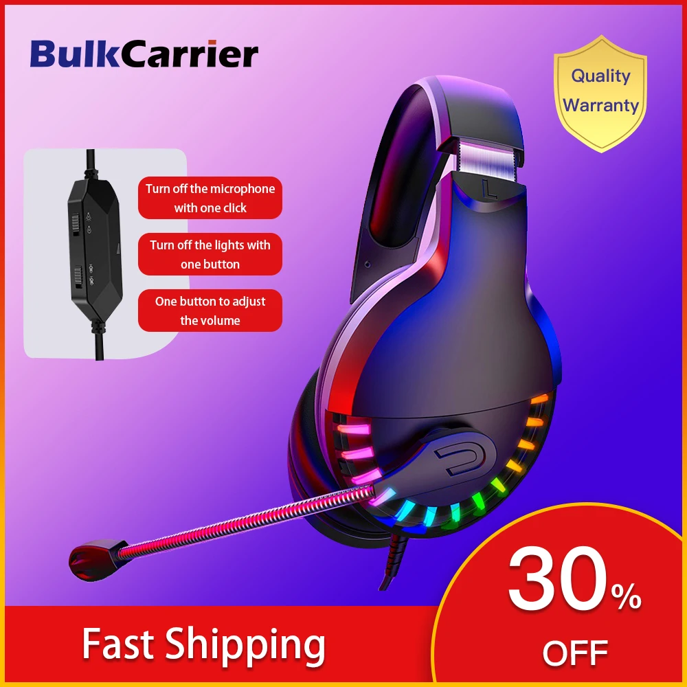 Heaphones Gaming Heaphones LED Light Over Ear Wired Headphone with HD Microphone for Xbox One PS4 Tablet PC Noise Cancel Headset