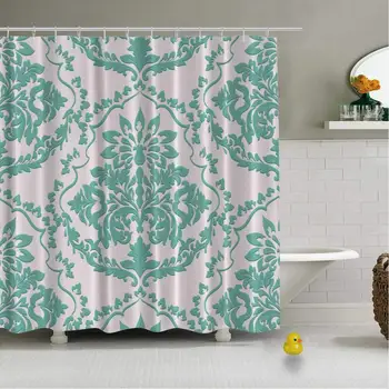 

Vintage Baroque Damask Pattern Vector Decor Vector Shower Curtain for Guest Suite,72''L x 72''W