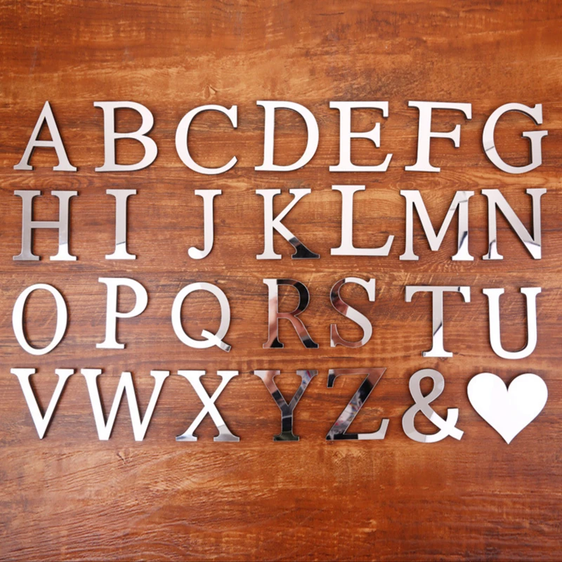 Акриловое зеркало 26, английские декоративные Эрудит наклейки в виде букв алфавита, свадебное украшение, настенные наклейки на дверь комнаты
