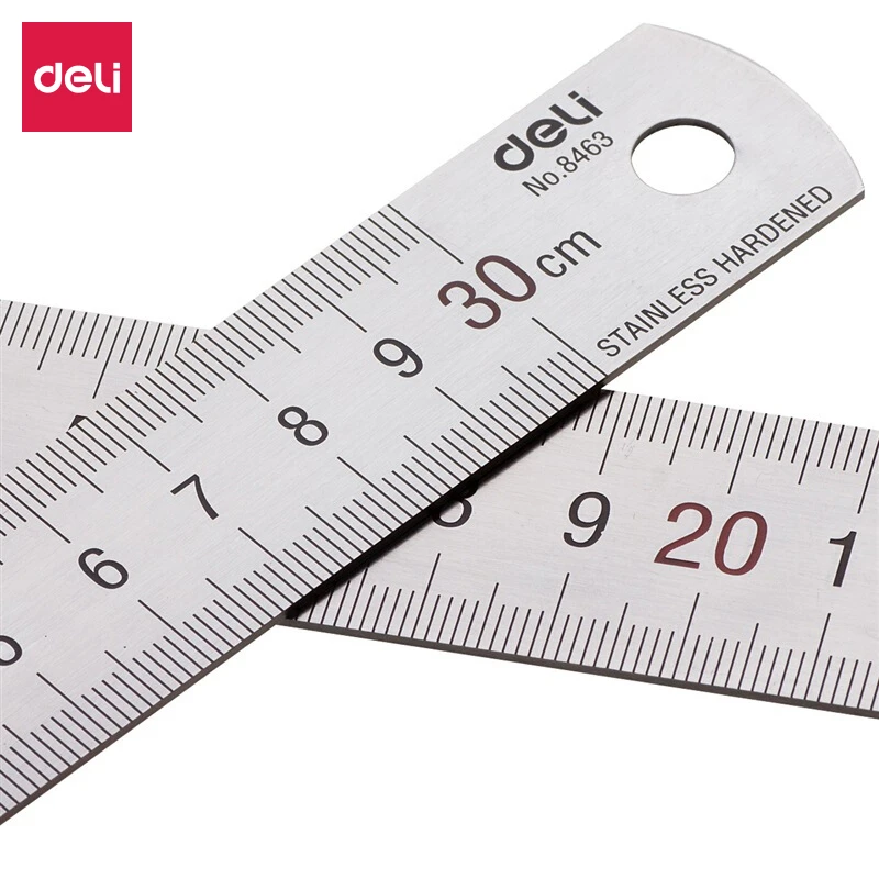 Deli 30cm 50cm Stainless Steel Ruler Measuring Drawing Scale With Formula Conversion Table Office Supplies 8464 Aliexpress