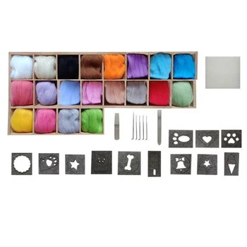 

Needle Felting Kit 20Colors Wool Fibre Roving High Wool Craft Material Wool Felt with Needles Tools DIY Art Handwork Craft