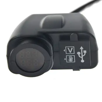 

15W Yellow LED 12V USB 2.0 Motorcycle USB Charger 2.1A+2.1A Digital Voltmeter + Thermometer,Made Of High Quality Material