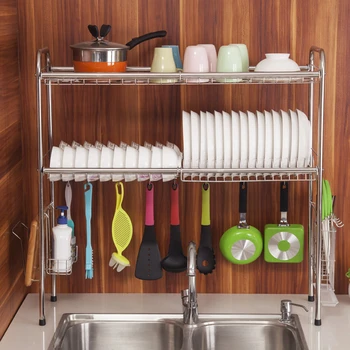 

stainless steel sink bowl drainage kitchen storage shelf bathroom organizer porta prateleira tassimo perchero cuisine shelves