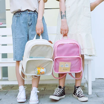 

Harajuku School Bags for School Clear Transparent Backpacks for Students Teenagers Girls Waterproof Rainbow Jelly Sac Children