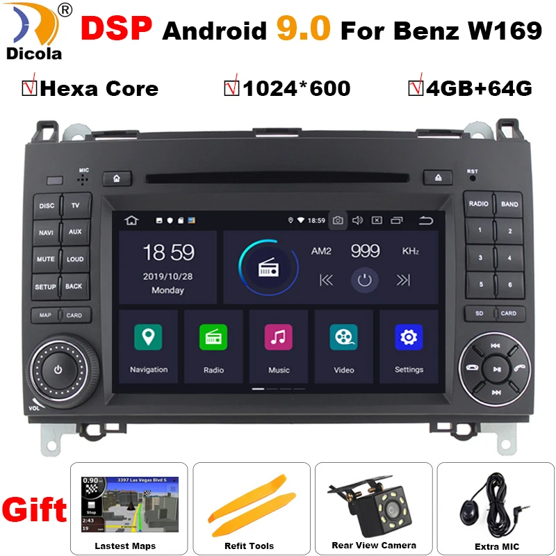 PX6 DSP Android 9 Авто Радио DVD мультимедиа для Mercedes Benz B200 класса AB W169 W245 виано Вито W639 Sprinter W906 WI-FI gps