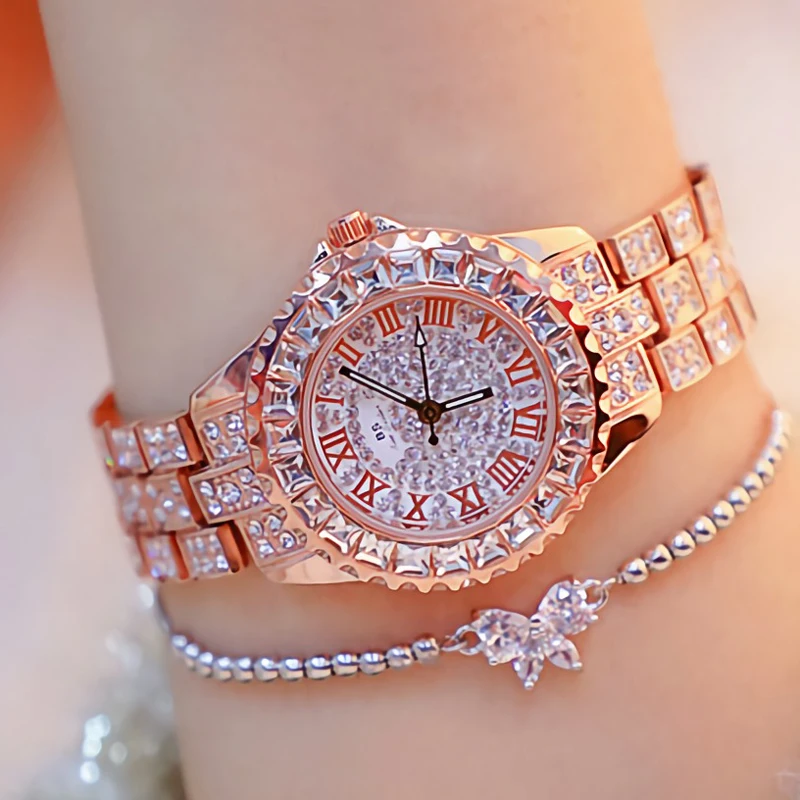 

Watches Woman 2020 Famous Brand Crystal Fashion Quartz Ladies Wrist Watches Bling Diamond Rose Gold Women Wristwatch Reloj Mujer