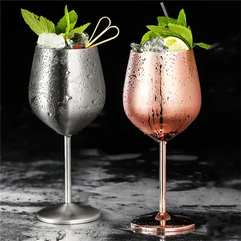 

Stainless Steel Wine Glasses Metal Single-layer Goblet Anti-fall Beer Glass Wineglass Bar Juice Champagne Cocktail Drinking Cup
