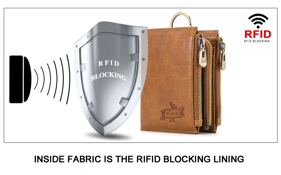 Свяжитесь с натуральная кожа Rfid Для мужчин кошельки кредитницы Для мужчин s бумажник с Отделом для монет карман Мужская цепь кошелек мужской сумочка с застежкой