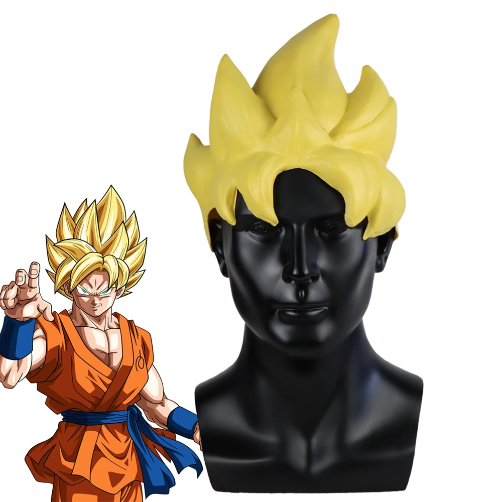 

Dragon Ball Goku Mask Headwear Cosplay Super Saiyan Short Hair Style Latex Masks Helmet Headwear Halloween Party Costume Props