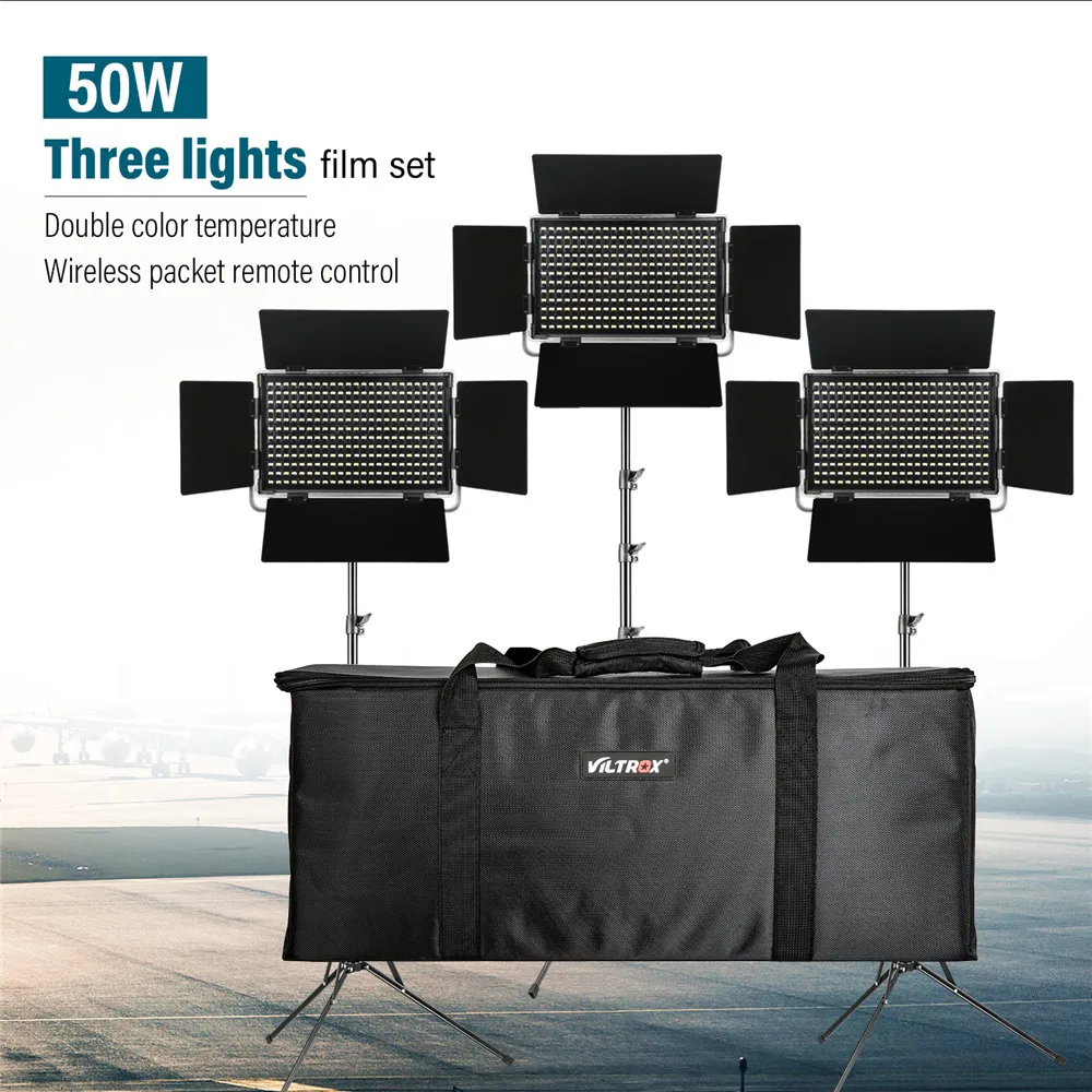 US $689.78 Viltrox VLS50T 3PCS 50W Video LED Light Studio BiColor Dimmable Lamp3pcs Light Strand For Camera Facebook YouTube Show Live