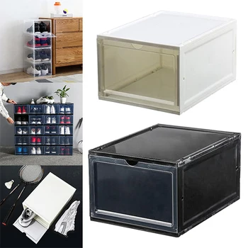 

Plastic PP Stackable Shoe Storage Box Clear Portable Home Organizer Case SP99