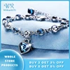 Genuine 925 Sterling Silver Heart Bracelets For Women Blue Sapphire Tanzanite Chain Bracelet Trendy Wedding Gift Fine Jewelry ► Photo 1/6