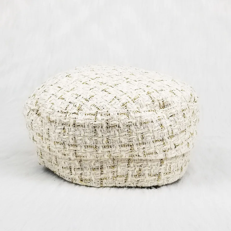 Fashion Lace cotton hat cap women casual streetwear rope flat cap elegant solid autumn winter warm Metal chainberet hat female