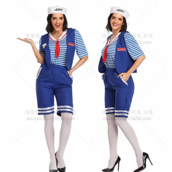 

Stranger Things Season 3 Robin Steve Harrington Scoops Ahoy Ice Cream Shop Assistant Cosplay Navy suit Adult Child