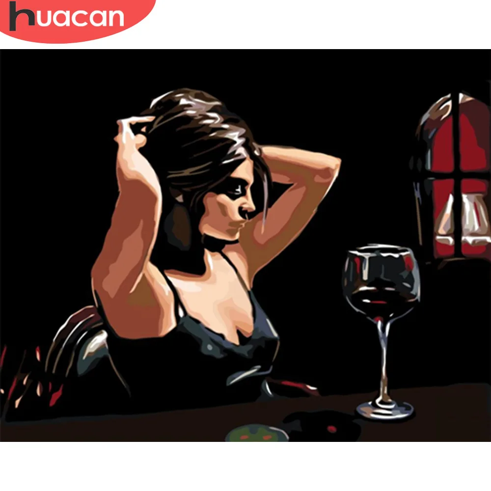 

HUACAN Painting By Numbers Girl HandPainted Kits Drawing Canvas DIY Oil Pictures By Numbers Figure Home Decor Gift