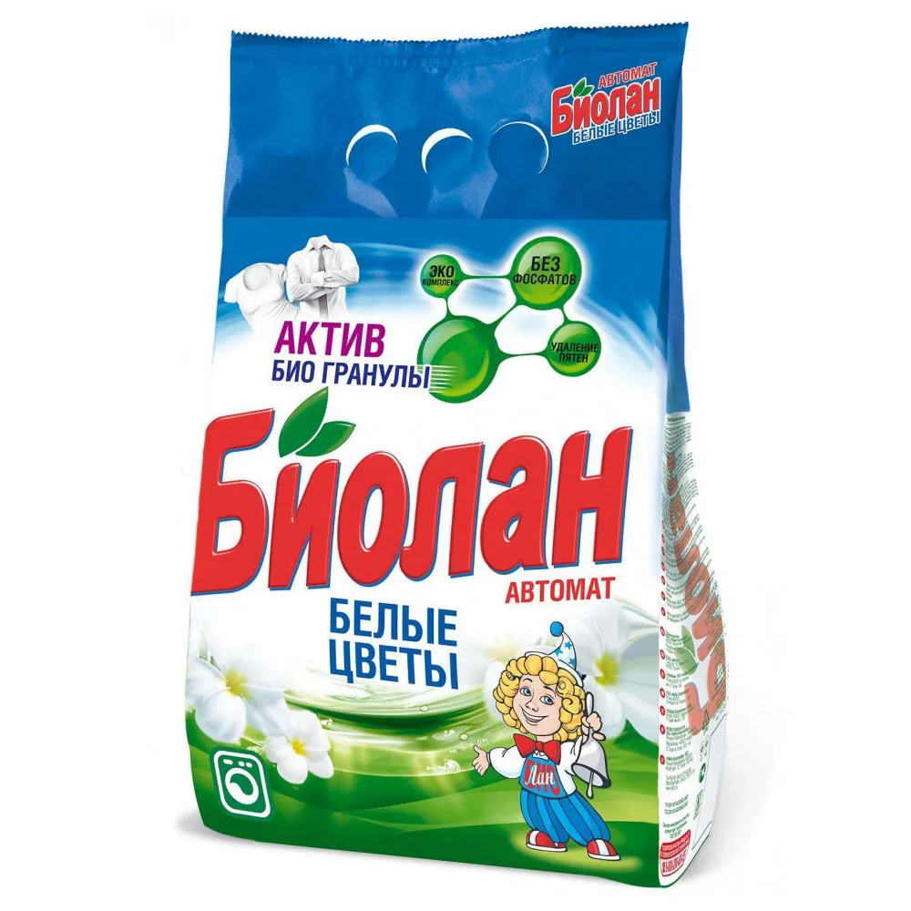 Стиральный порошок Автомат «Белые цветы» Биолан, 2.4 кг