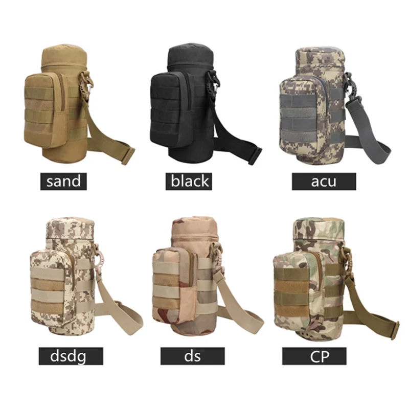 Открытый путешествия нейлоновый мешок бутылки воды Тактический Molle сумка на молнии с плечевым ремнем PackBag чайник для кемпинга альпинизма Пешие прогулки